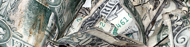 A pile of dollar bills.