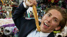 Man pulling his tie