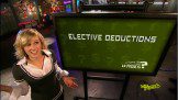 A woman standing in front of a sign that says elective deductions.