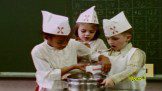 Three kids are working