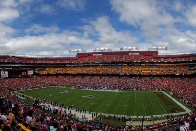 A football playground full of a crowd